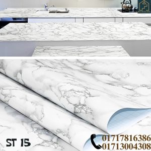 This is self adhesive sticker for furniture, Wall, Kitchen countertop Surface, Kitchen furniture. It is highly Polyvinyl Materials which waterproof, washable, heatproof. Its various color, marble pattern, wooden grain. available size(L-10feet,width-2 feet)