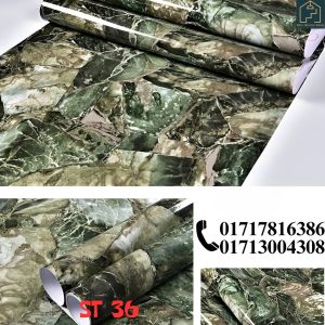 This is self adhesive sticker for furniture, Wall, Kitchen countertop Surface, Kitchen furniture. It is highly Polyvinyl Materials which waterproof, washable, heatproof. Its various color, marble pattern, wooden grain. available size(L-10feet,width-2 feet)