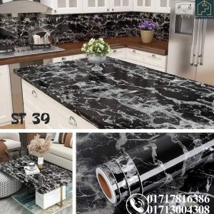 This is self adhesive sticker for furniture, Wall, Kitchen countertop Surface, Kitchen furniture. It is highly Polyvinyl Materials which waterproof, washable, heatproof. Its various color, marble pattern, wooden grain. available size(L-10feet,width-2 feet)