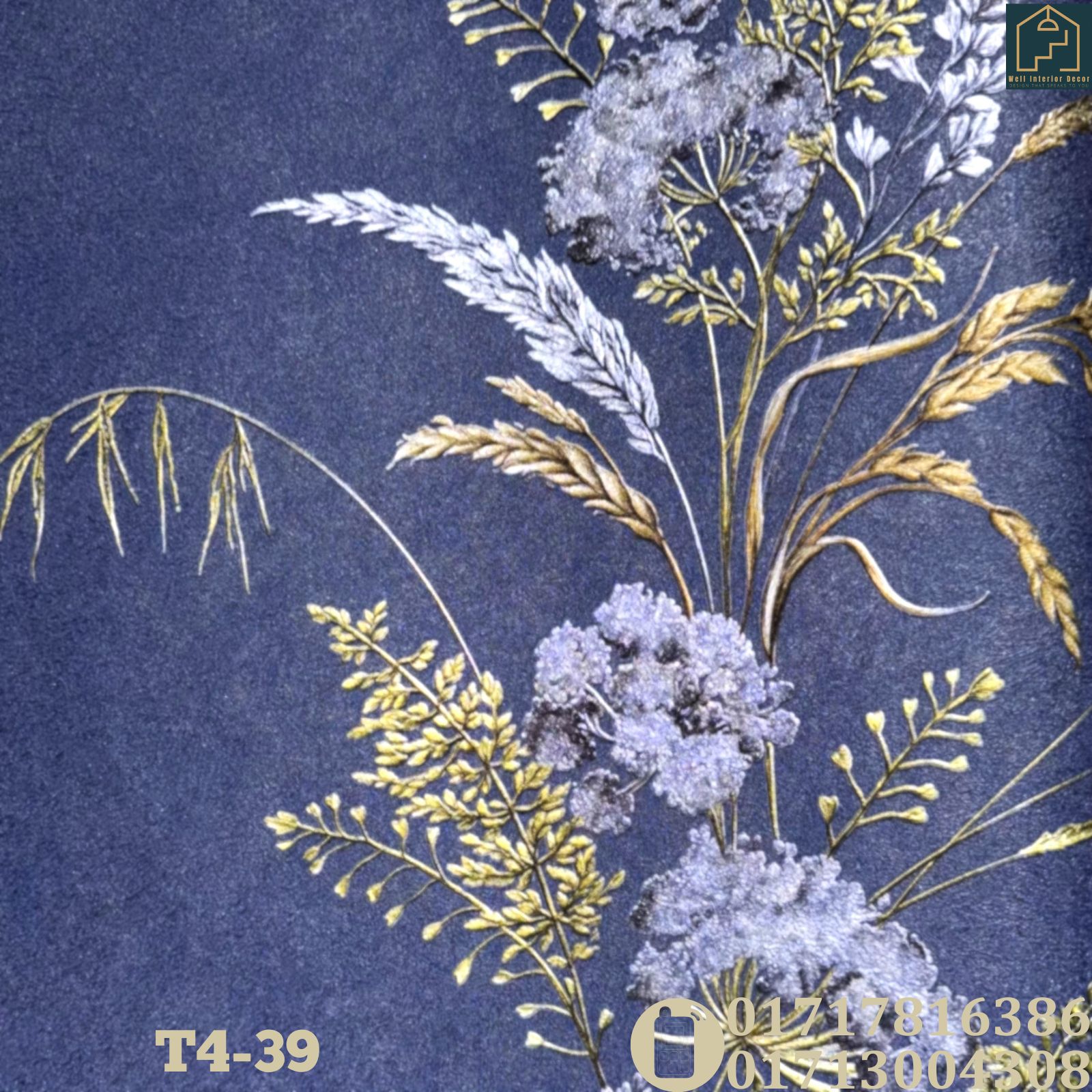 Floral With Grasses Pattern Deep Embossed Premium Quality Wallpaper - Image 4