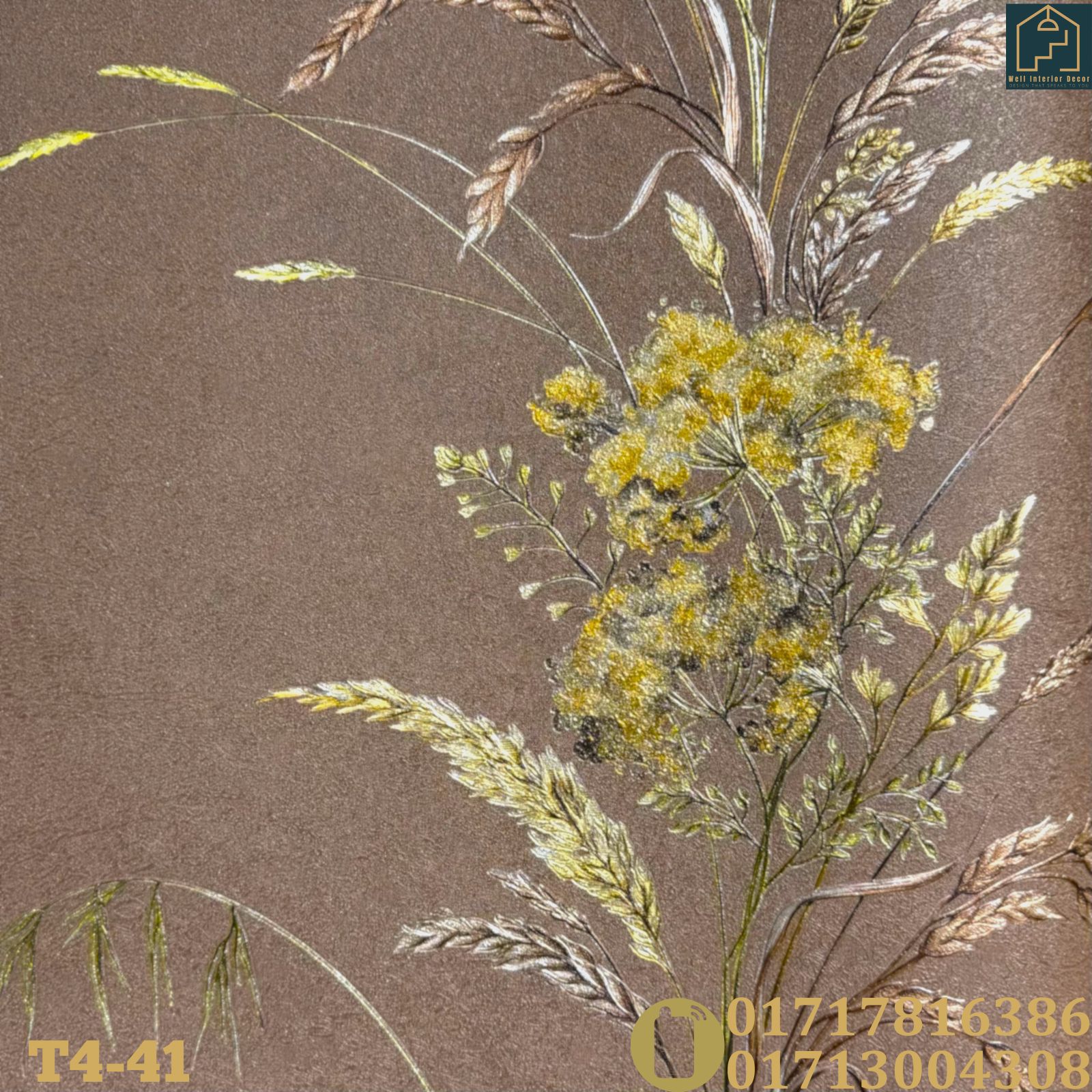Floral With Grasses Pattern Deep Embossed Premium Quality Wallpaper - Image 5