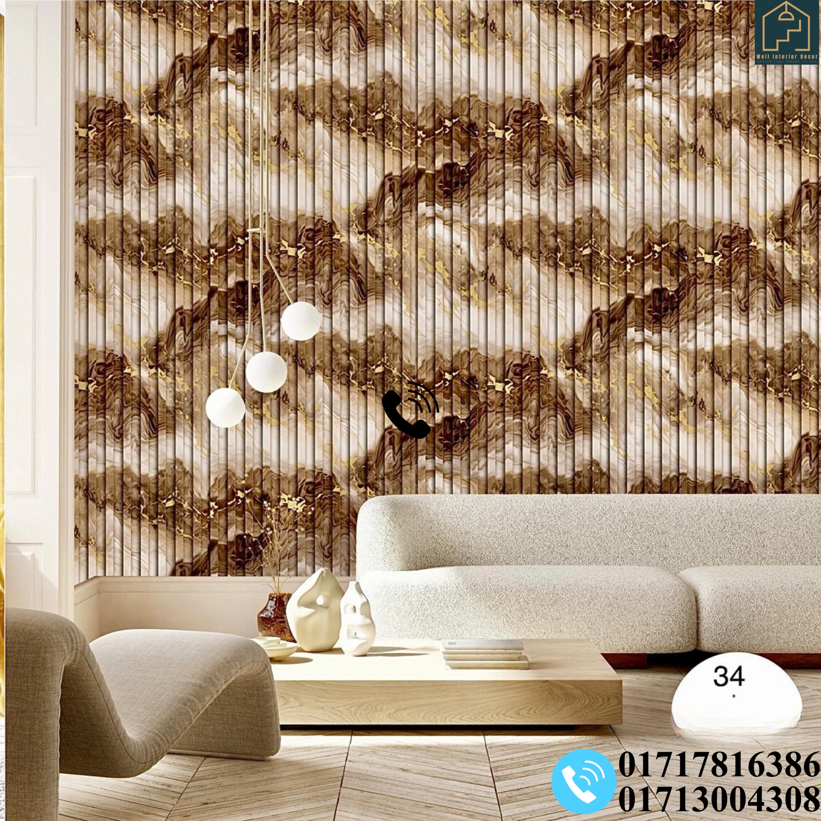 Wall Panel With Marble Pattern Deep Embossed Premium Quality Wallpaper - Image 4