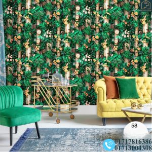 Botanical-themed floral and tree-patterned Deep Embossed Premium Quality Wallpaper