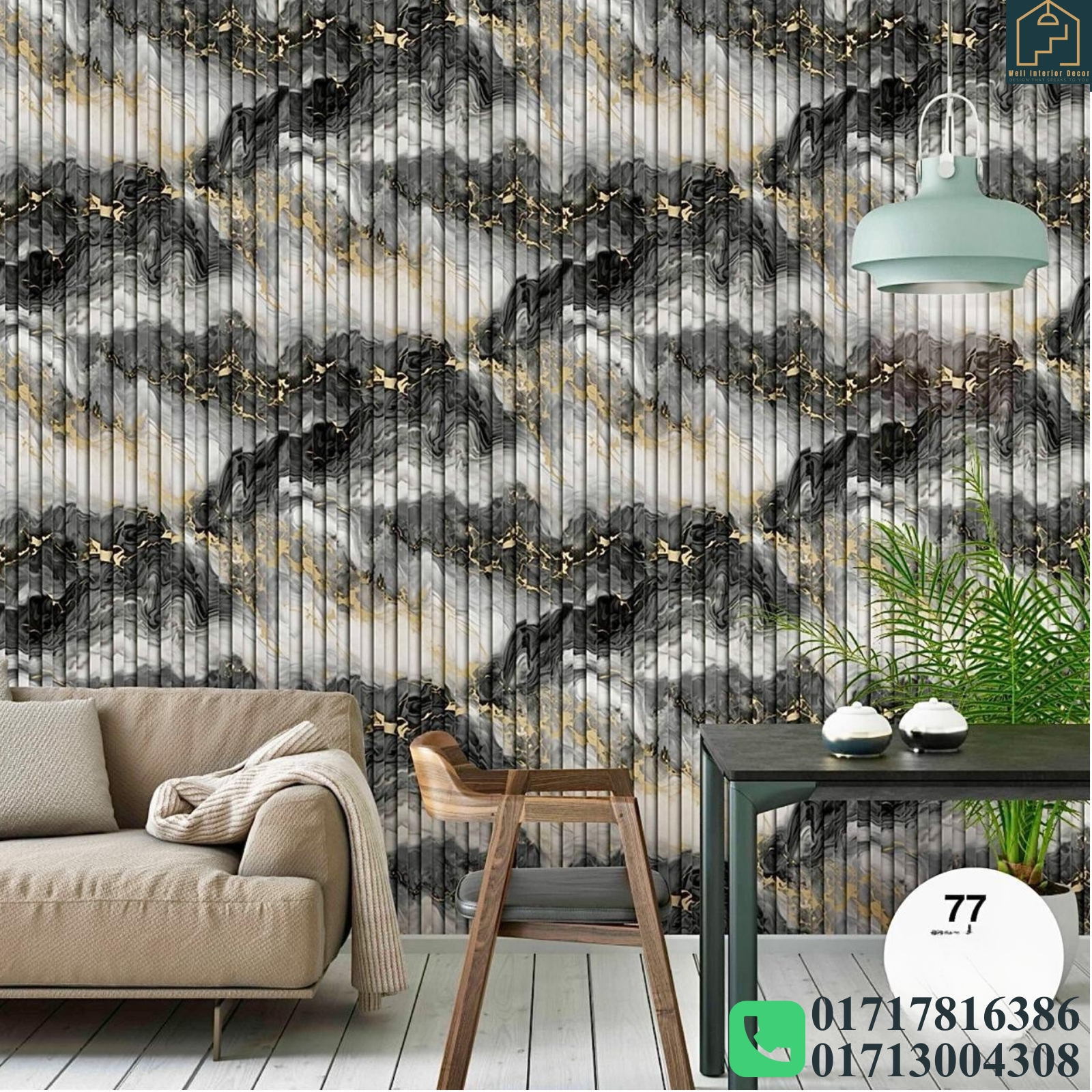 Wall Panel With Marble Pattern Deep Embossed Premium Quality Wallpaper - Image 5